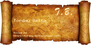 Torday Betta névjegykártya